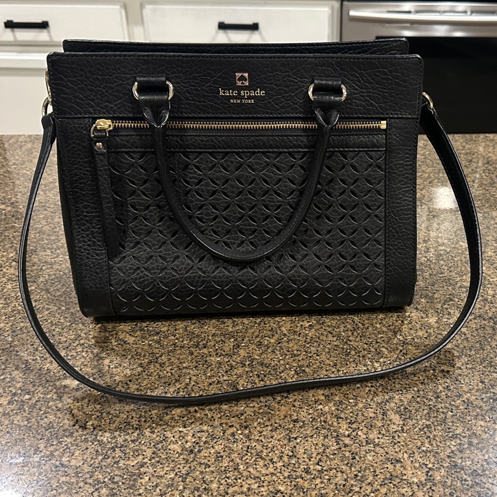 Kate Spade Black Textured Satchel